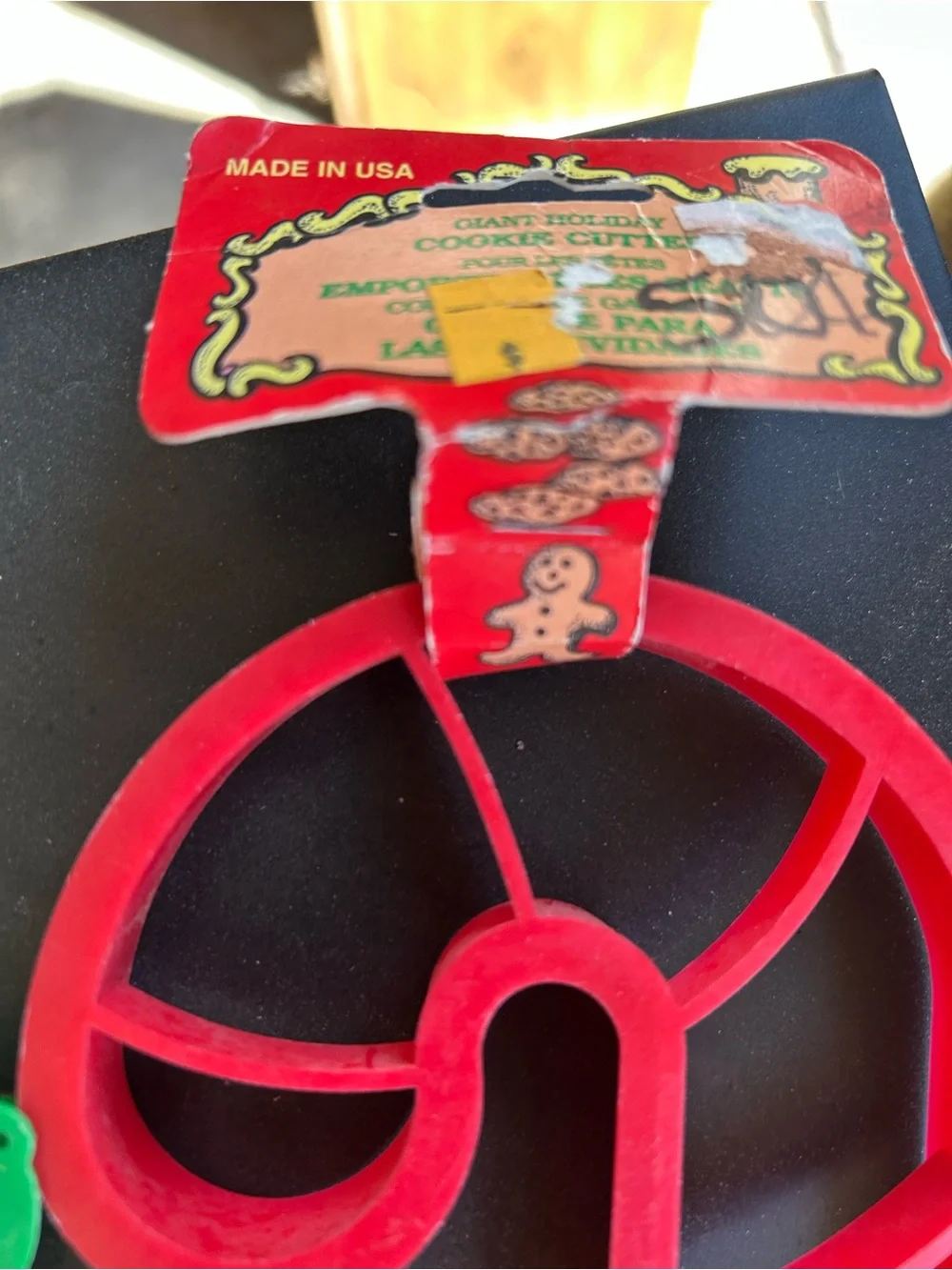 Vintage set of 6 NOS Holiday Candy Cane & Santa Cookie Cutters - Red & Green